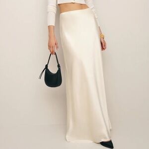 Reformation Bella Satin Maxi Skirt in Fior Di Latte *NEW*
